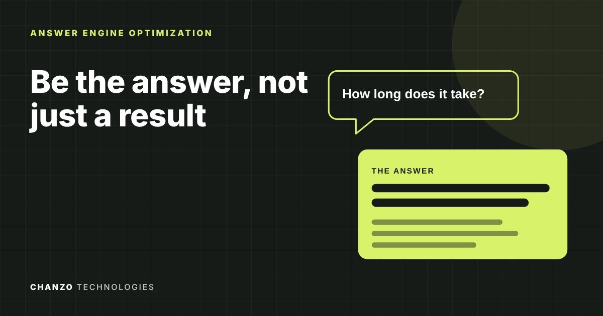 A question bubble above a highlighted answer card